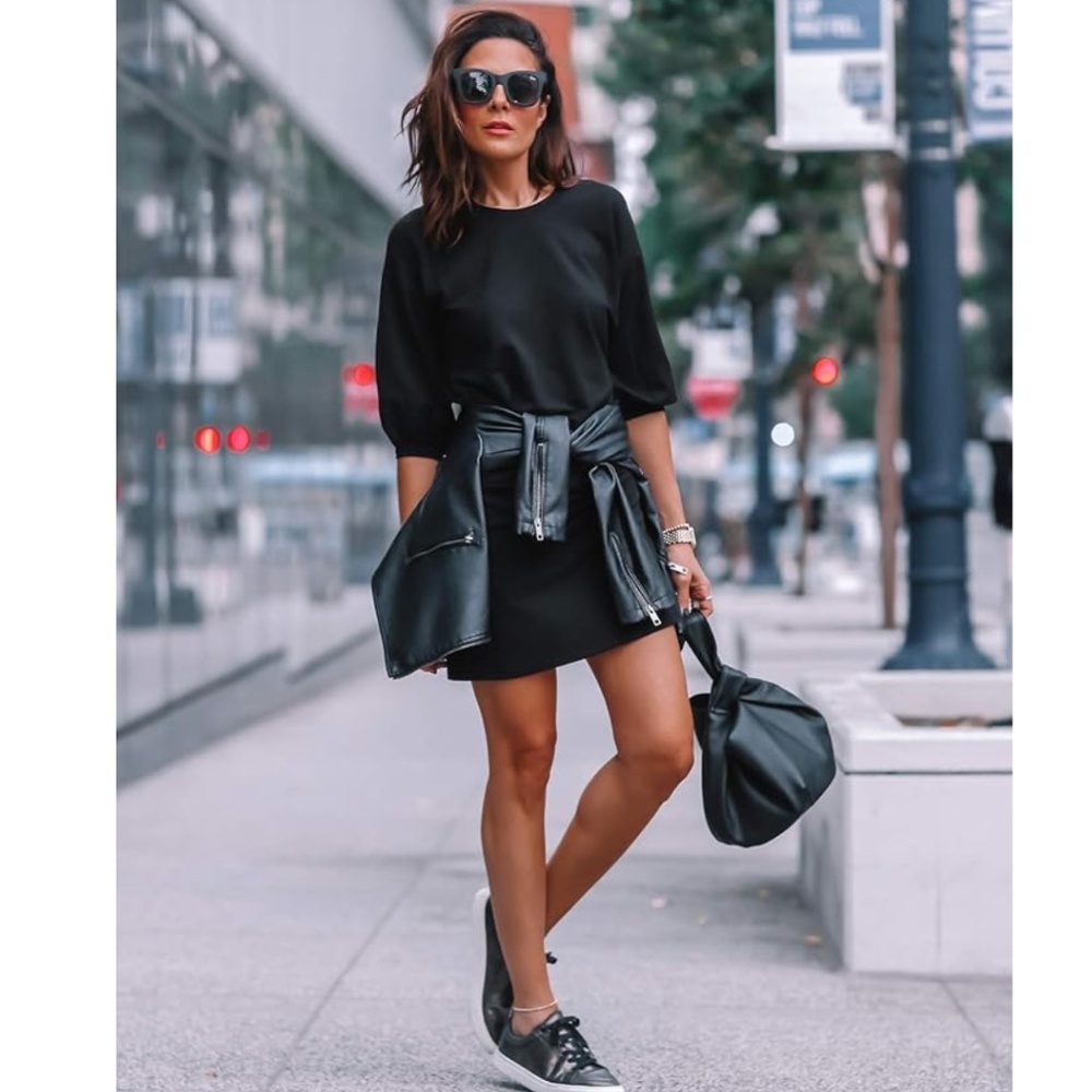 THE DROP | Estelle Puff-Sleeve French Terry Sweatshirt Mini Dress